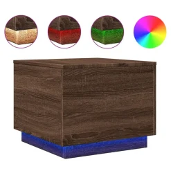 vidaXL Mesa de centro con luces LED marrón roble 50x50x40 cm Marrón roble Sale