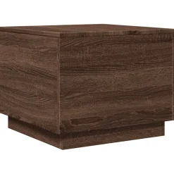 vidaXL Mesa de centro con luces LED marrón roble 50x50x40 cm Marr&oacute;n roble Sale