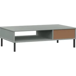 vidaXL Mesa de centro con patas de metal OSLO madera maciza pino Gris Best
