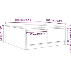 vidaXL Mesas-Mesa de centro con cajones 100x100x40 cm