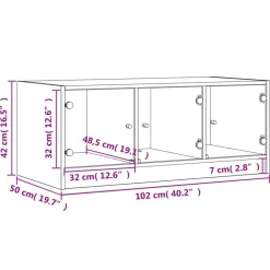 vidaXL Mesa de centro con puertas de vidrio grs hormigón 102x50x42 cm Gris hormigón Online