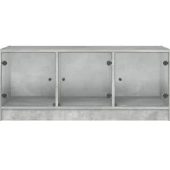 vidaXL Mesa de centro con puertas de vidrio grs hormigón 102x50x42 cm Gris hormigón Online