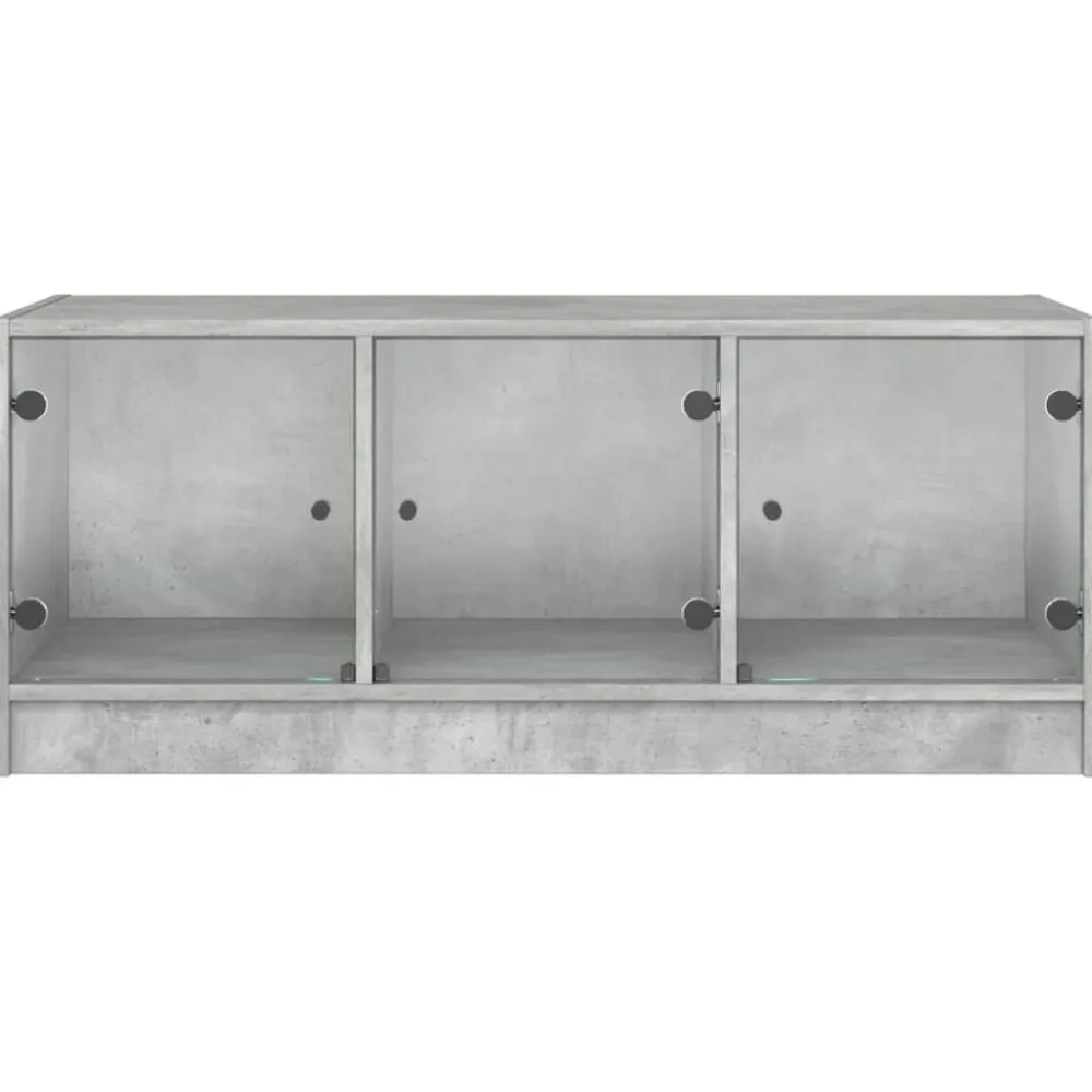 vidaXL Mesa de centro con puertas de vidrio grs hormigón 102x50x42 cm Gris hormigón Online