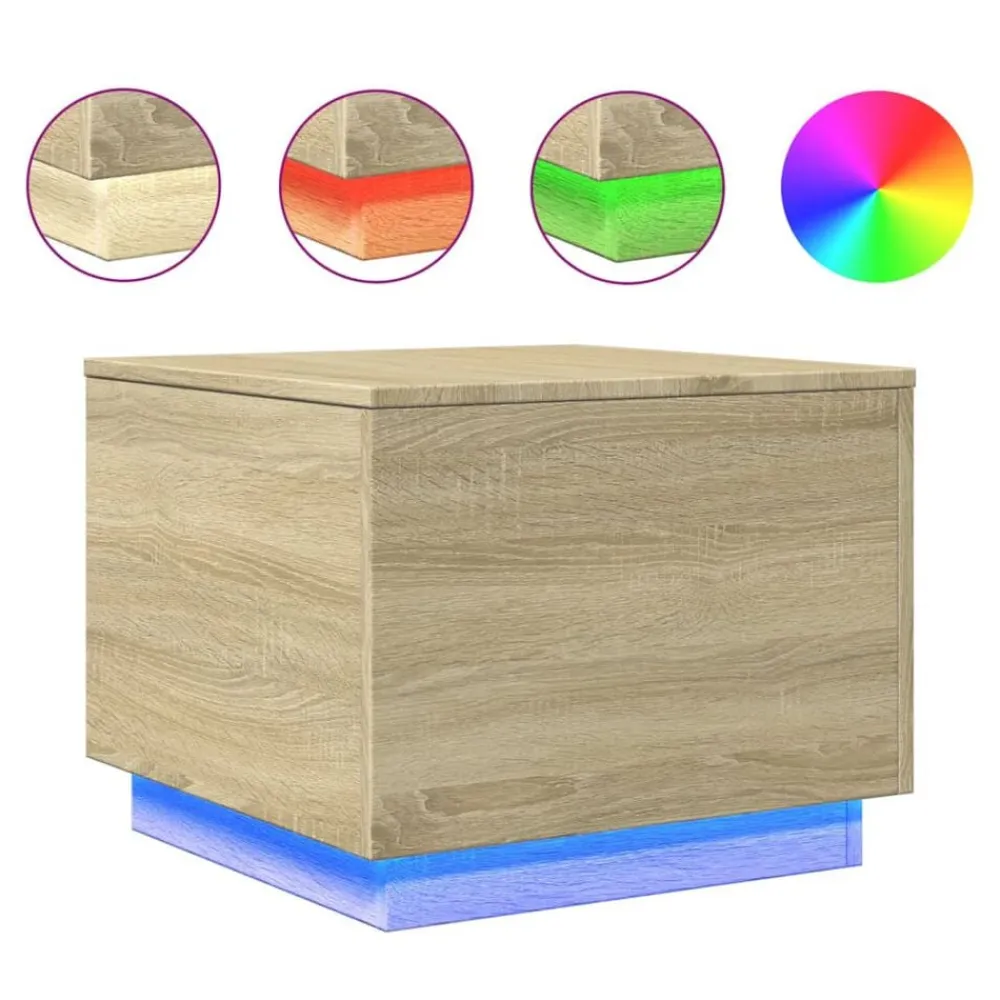 vidaXL Mesas-Mesa de centro con luces LED 50x50x40 cm