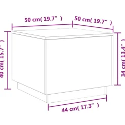 vidaXL Mesas-Mesa de centro con luces LED 50x50x40 cm