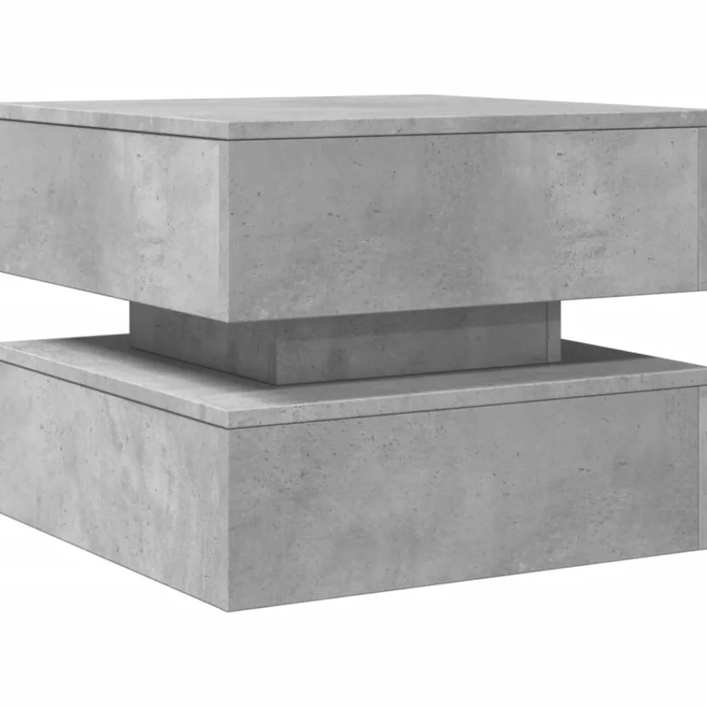 vidaXL Mesa de centro con luces LED gris hormigón 50x50x40 cm Gris hormigón New