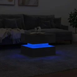 vidaXL Mesa de centro con luces LED gris hormigón 50x50x40 cm Gris hormigón New