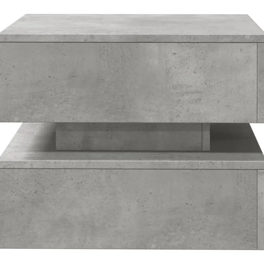 vidaXL Mesa de centro con luces LED gris hormigón 50x50x40 cm Gris hormigón New