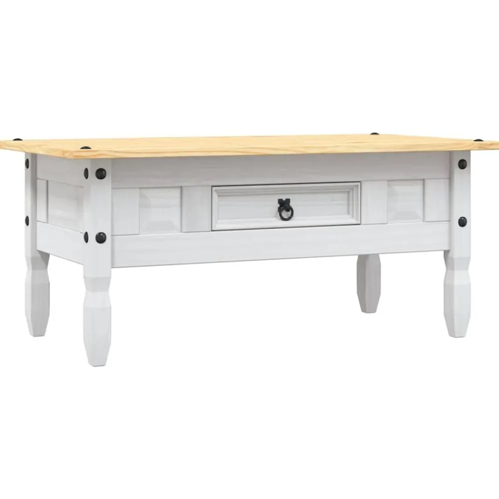 vidaXL Mesa de centro Corona Range pino mexicano 100x55x44 cm Blanco Discount