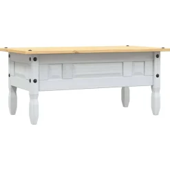 vidaXL Mesa de centro Corona Range pino mexicano 100x55x44 cm Blanco Discount