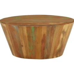 vidaXL Mesa de centro de madera maciza reciclada Ø65x31 cm New