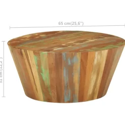 vidaXL Mesa de centro de madera maciza reciclada Ø65x31 cm New