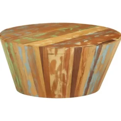 vidaXL Mesa de centro de madera maciza reciclada Ø65x31 cm New