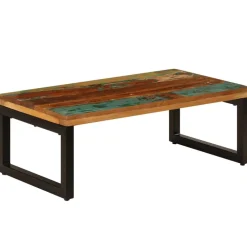 vidaXL Mesas-Mesa de centro de madera maciza reciclada y acero 100x50x35 cm
