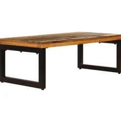 vidaXL Mesas-Mesa de centro de madera maciza reciclada y acero 100x50x35 cm