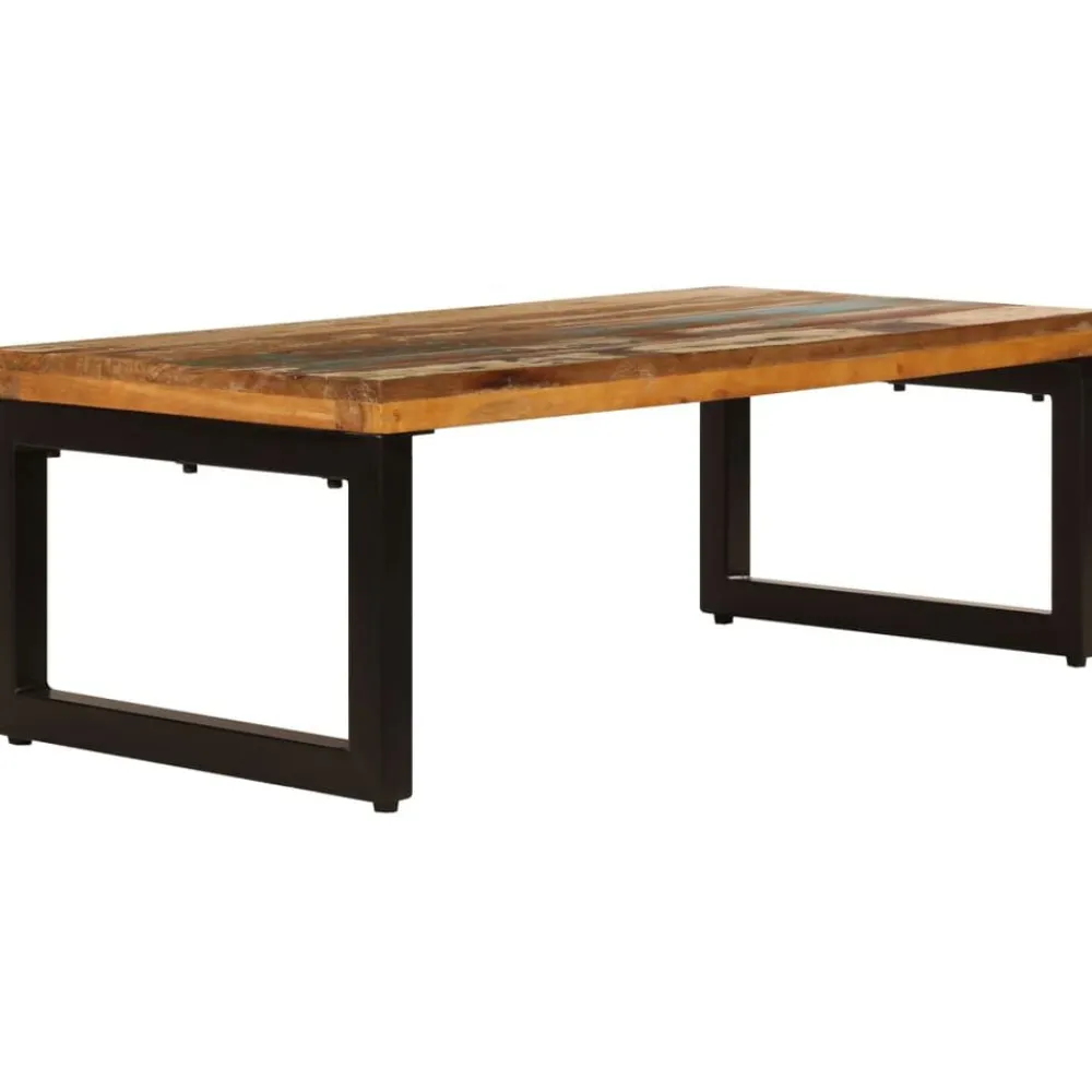 vidaXL Mesas-Mesa de centro de madera maciza reciclada y acero 100x50x35 cm
