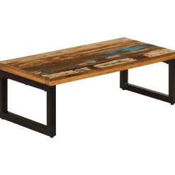 vidaXL Mesas-Mesa de centro de madera maciza reciclada y acero 100x50x35 cm