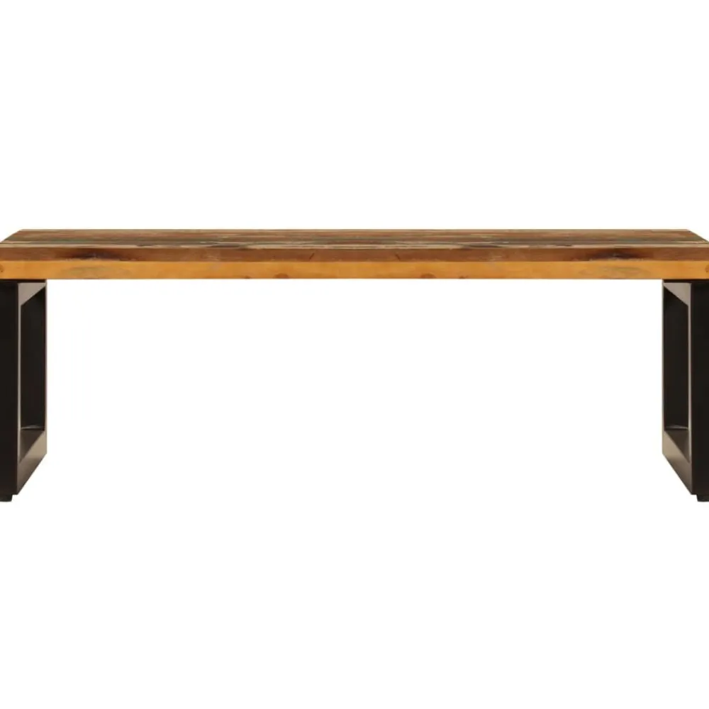 vidaXL Mesas-Mesa de centro de madera maciza reciclada y acero 100x50x35 cm