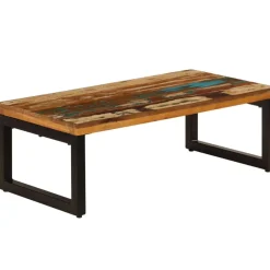 vidaXL Mesas-Mesa de centro de madera maciza reciclada y acero 100x50x35 cm