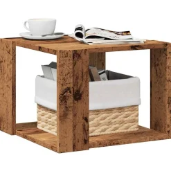 vidaXL Mesa de centro de madera contrachapada envejecida 40x40x30 cm Madera envejecida Best