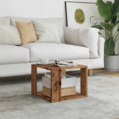 vidaXL Mesa de centro de madera contrachapada envejecida 40x40x30 cm Madera envejecida Best