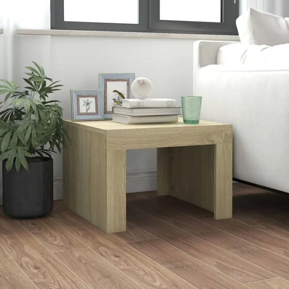 vidaXL Mesa de centro de madera contrachapada color roble 50x50x35 cm Roble Sonoma Best