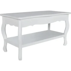 vidaXL Mesas-Mesa de centro de 2 niveles de MDF blanca