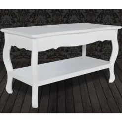 vidaXL Mesas-Mesa de centro de 2 niveles de MDF blanca