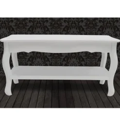 vidaXL Mesas-Mesa de centro de 2 niveles de MDF blanca