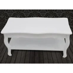 vidaXL Mesas-Mesa de centro de 2 niveles de MDF blanca