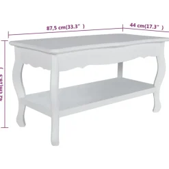 vidaXL Mesas-Mesa de centro de 2 niveles de MDF blanca