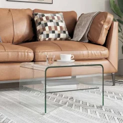 vidaXL Mesa de centro de vidrio templado transparente 50x45x33 cm Discount