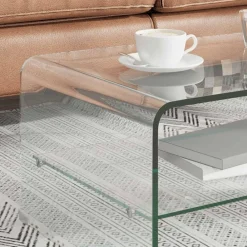 vidaXL Mesa de centro de vidrio templado transparente 50x45x33 cm Discount