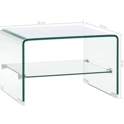 vidaXL Mesa de centro de vidrio templado transparente 50x45x33 cm Discount