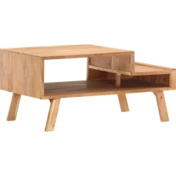 vidaXL Mesa de centro de madera maciza de acacia 100x50x45 cm Outlet