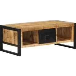 vidaXL Mesa de centro de madera maciza de mango rugosa 90x50x36 cm Outlet