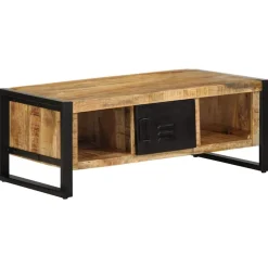 vidaXL Mesa de centro de madera maciza de mango rugosa 90x50x36 cm Outlet