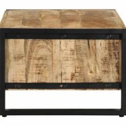 vidaXL Mesa de centro de madera maciza de mango rugosa 90x50x36 cm Outlet