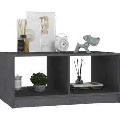 vidaXL Mesa de centro de madera maciza de pino 75x50x33,5 cm Gris Sale