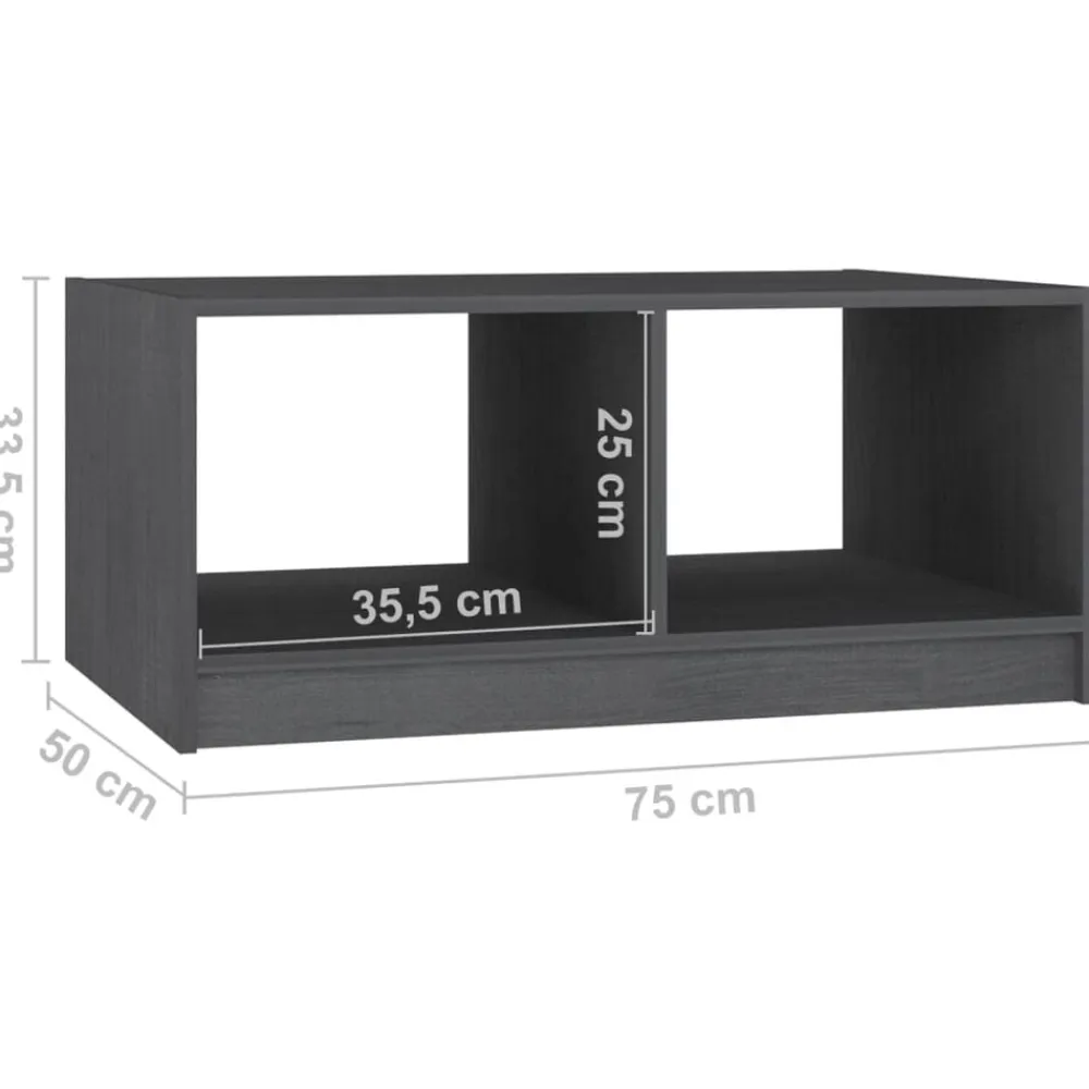 vidaXL Mesa de centro de madera maciza de pino 75x50x33,5 cm Gris Sale