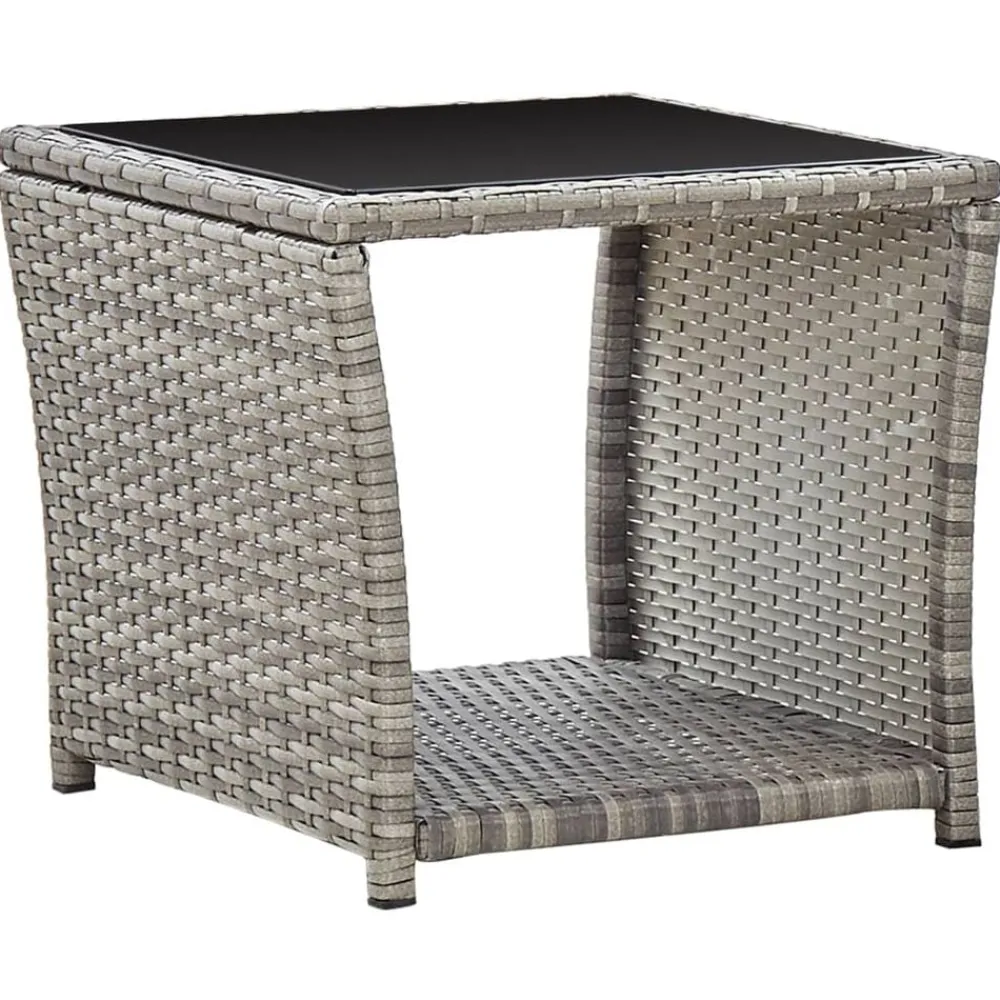 vidaXL Muebles De Jardín-Mesa de centro de ratán sintético y vidrio 45x45x40 cm