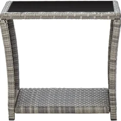 vidaXL Muebles De Jardín-Mesa de centro de ratán sintético y vidrio 45x45x40 cm