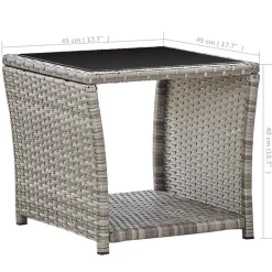 vidaXL Muebles De Jardín-Mesa de centro de ratán sintético y vidrio 45x45x40 cm