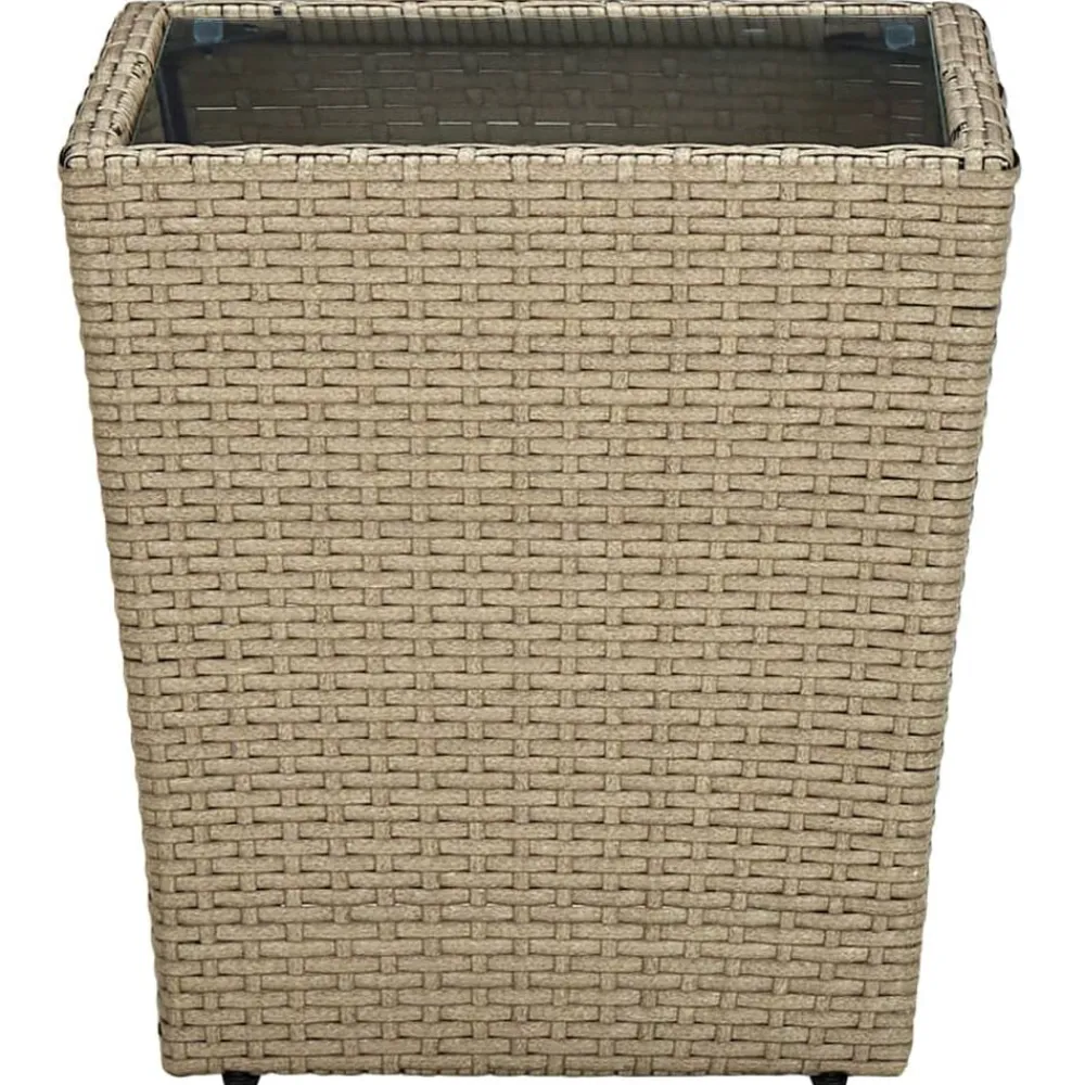 vidaXL Mesa de centro de ratán PE vidrio templado 41,5x41,5x44cm Beige Sale