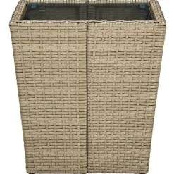 vidaXL Mesa de centro de ratán PE vidrio templado 41,5x41,5x44cm Beige Sale
