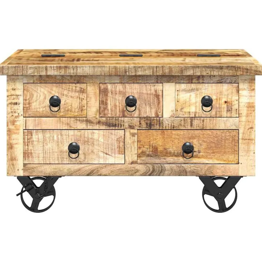 vidaXL Mesas-Mesa de centro de madera de mango rugosa 70x70x40 cm