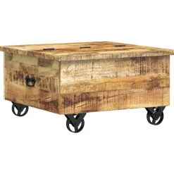 vidaXL Mesas-Mesa de centro de madera de mango rugosa 70x70x40 cm