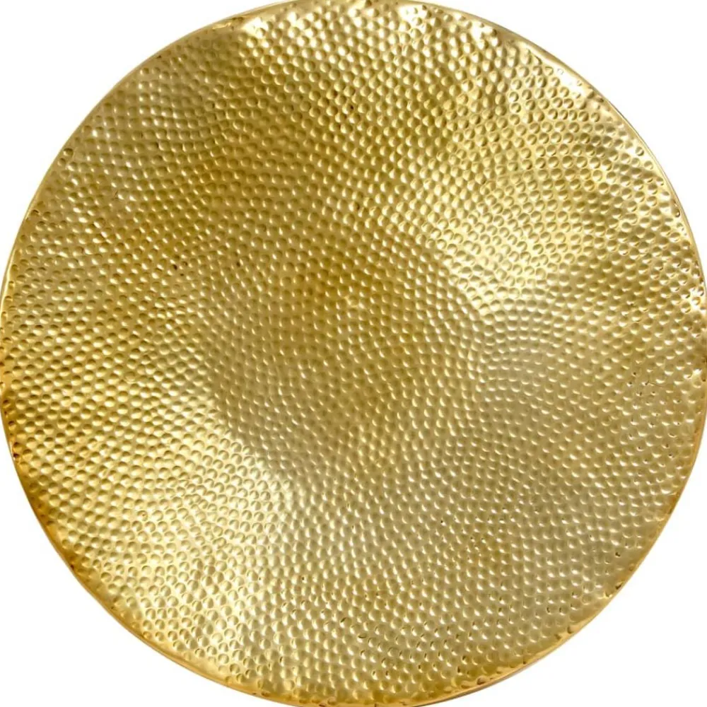 vidaXL Mesa de centro de aluminio martillado latón 70x30 cm Latón Outlet
