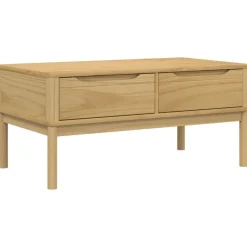 vidaXL Mesas-Mesa de centro FLORO madera de pino marrón cera 99x55,5x45 cm