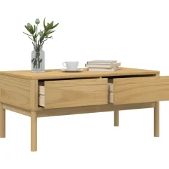 vidaXL Mesas-Mesa de centro FLORO madera de pino marrón cera 99x55,5x45 cm